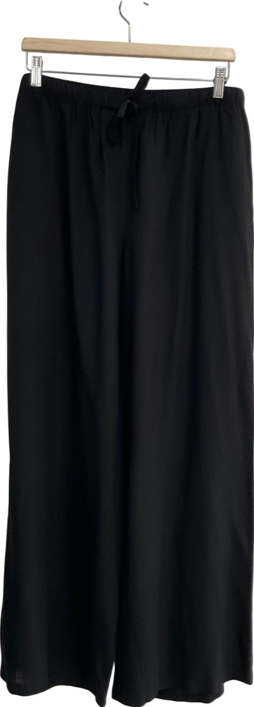 SimplyBe Black Pull On Wide Leg Trousers - Long Length UK 18
