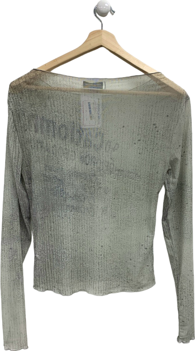 Collusion Grey Long Sleeve Mesh Top UK M