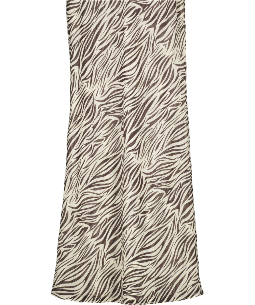 Lioness Black Zebra Print Fishtail Maxi Skirt UK XS