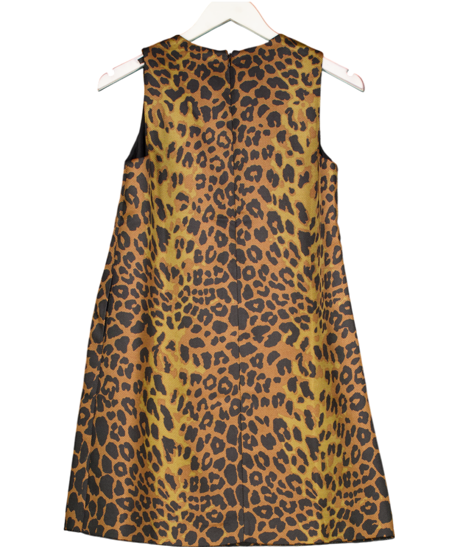 TUCKERNUCK Brown Leopard Brushed Wool Sleeveless Rhoda Dress UK XS
