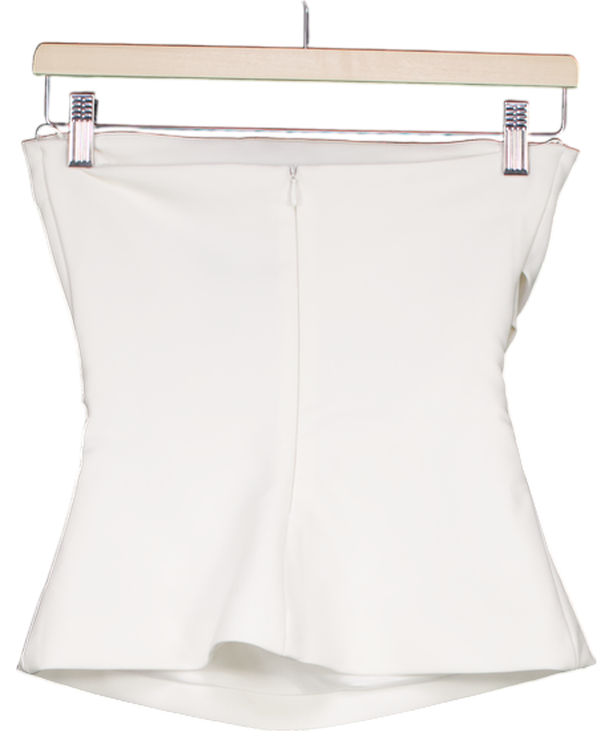 ZARA White Strapless Draped Top UK XS