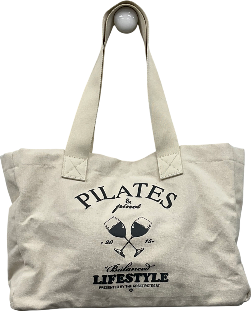 The Couture Club Cream Pilates & Pinot Large Tote Bag One Size