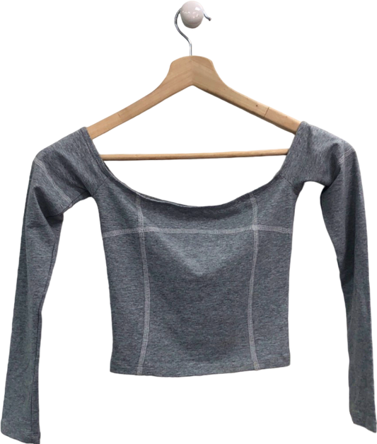 White Fox Grey Off-Shoulder Long Sleeve Top XS