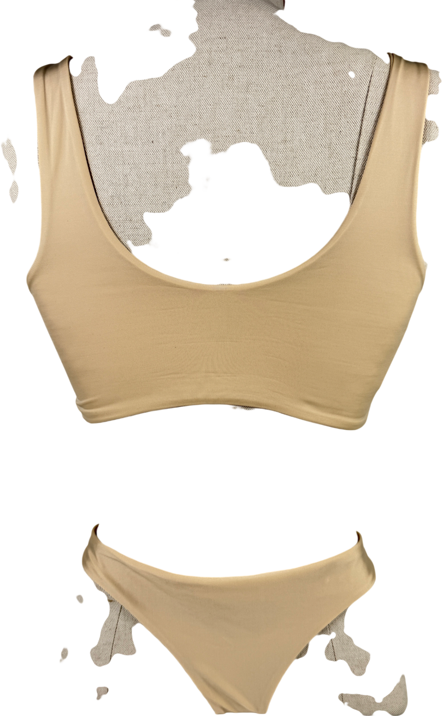 Oh Polly Metallic Scoop Neck Double Gold Tone Ring Bikini UK XS