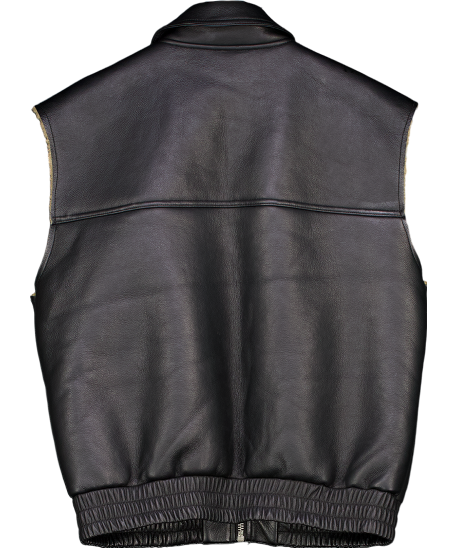 Topshop Black Faux Leather Shearling Gilet UK S