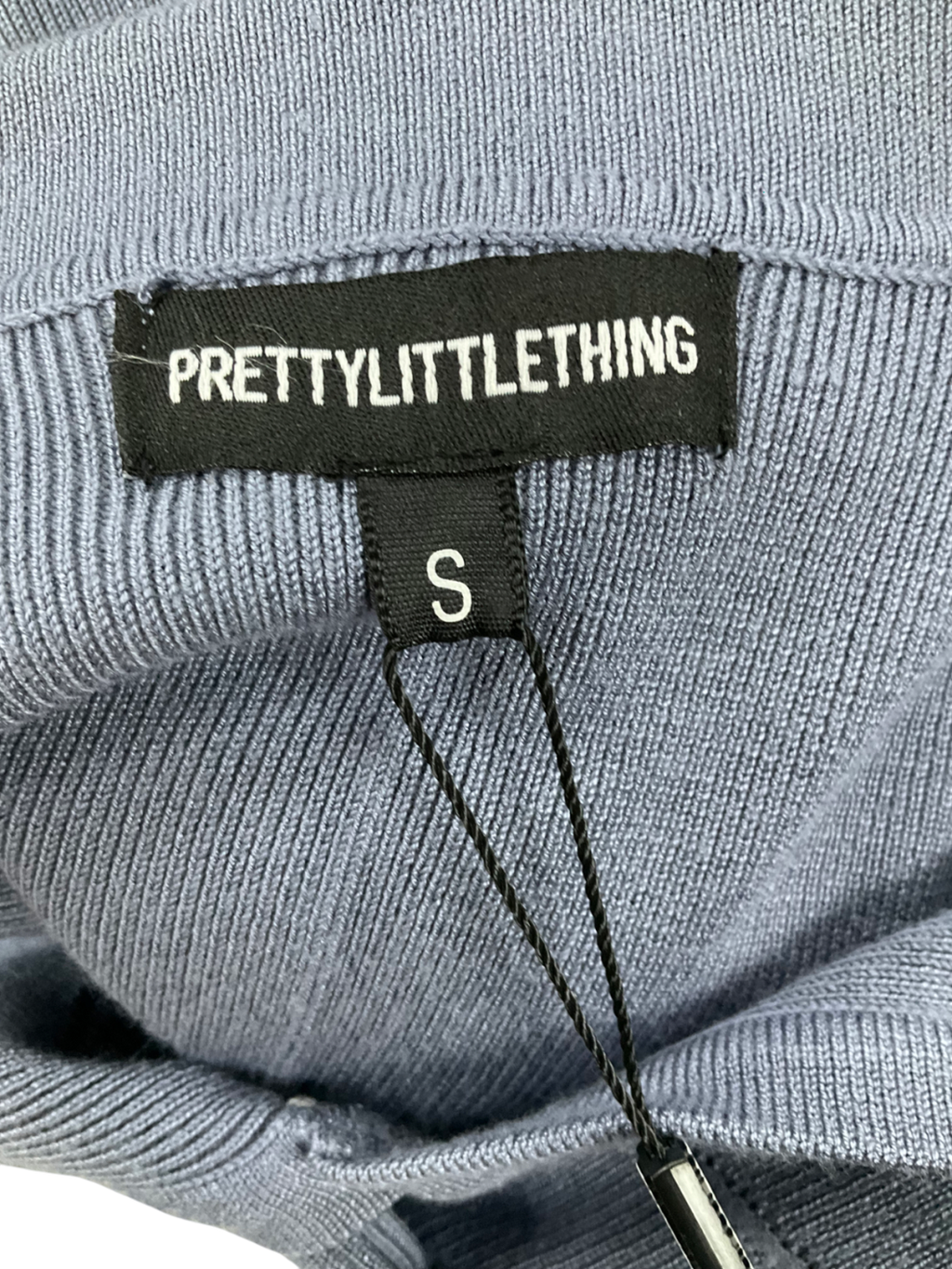 PrettyLittleThing Blue Bust Detail Knitted Long Sleeve Fitted Jumpsuit UK S