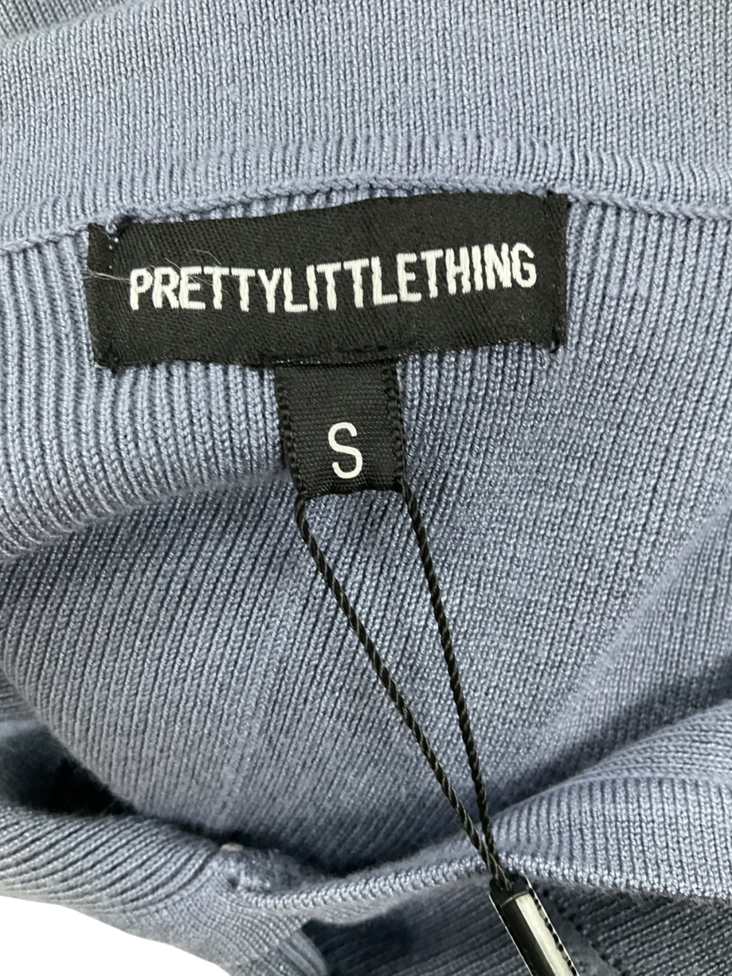 PrettyLittleThing Blue Bust Detail Knitted Long Sleeve Fitted Jumpsuit UK S