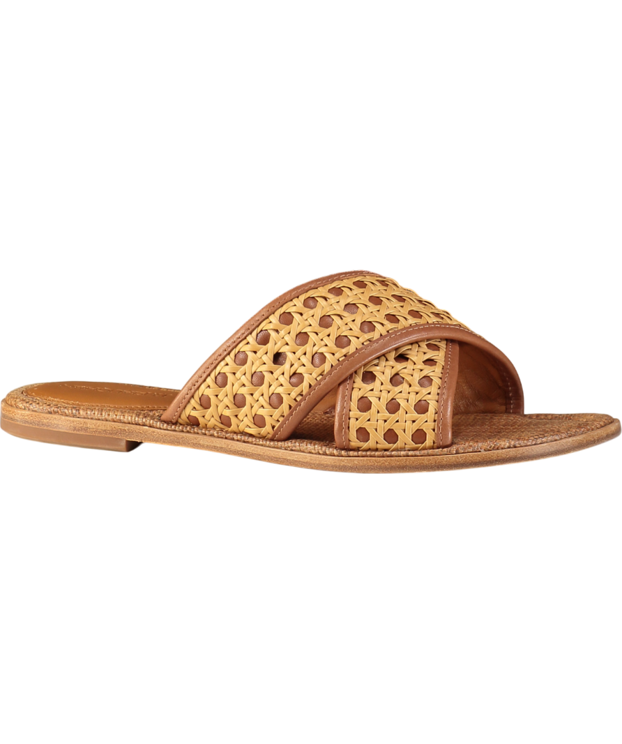 j.mclaughin Brown Usha Leather & Raffia Sandals UK 7 EU 40 👠