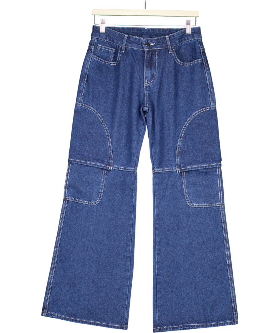 Bad Handwriting Blue Wide Leg Jeans UK 10
