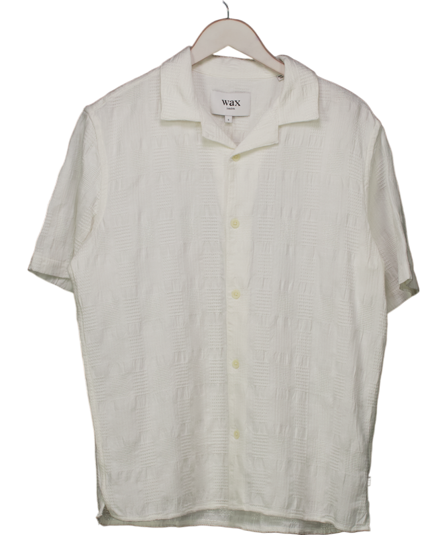 WAX LONDON Cream Didcot - Ecru Open Weave Cotton Short-sleeve Shirt UK S