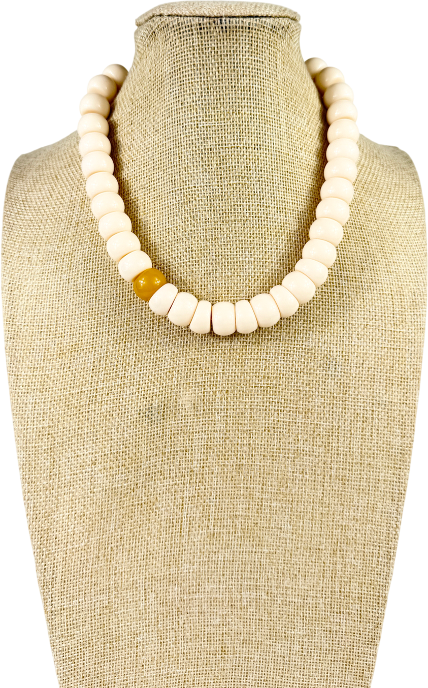 Pligrim Beige Eclipse Recycled Acrylic Chunky Beads Necklace One Size