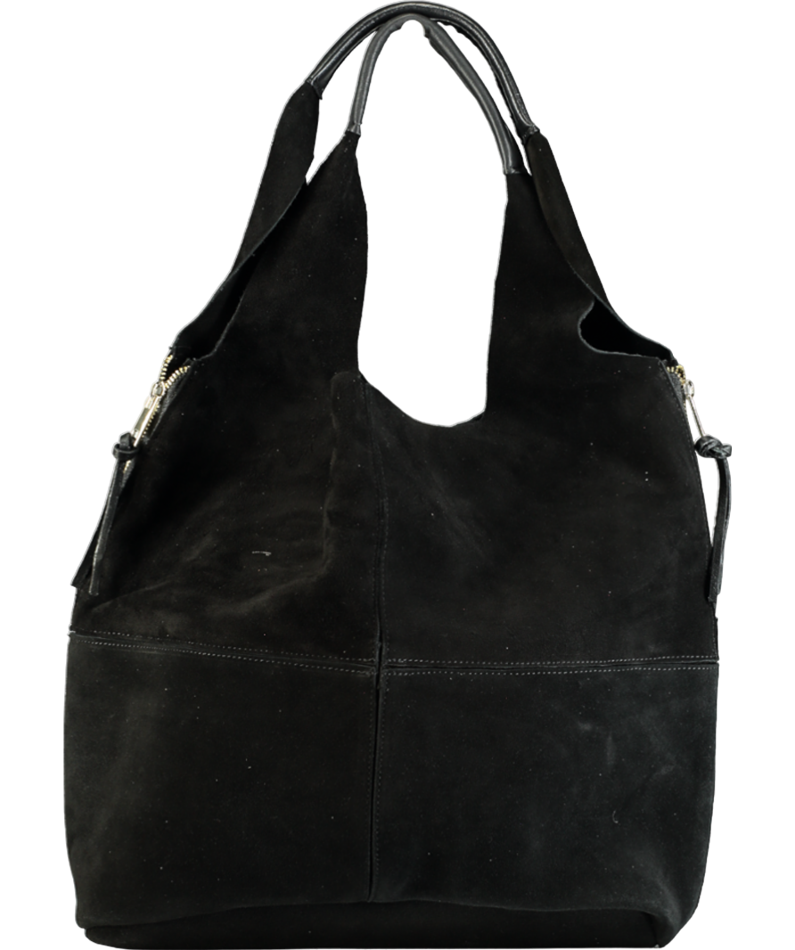 River Island Black Panel Suede Slouch Tote Bag