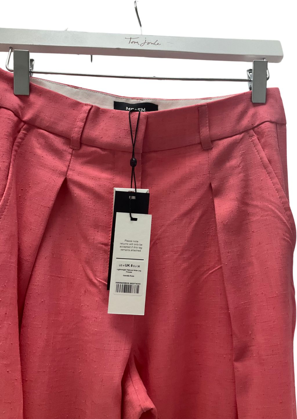 ME + EM Camellia Pink Lightweight Tailored  Wide Leg Trouser UK 8