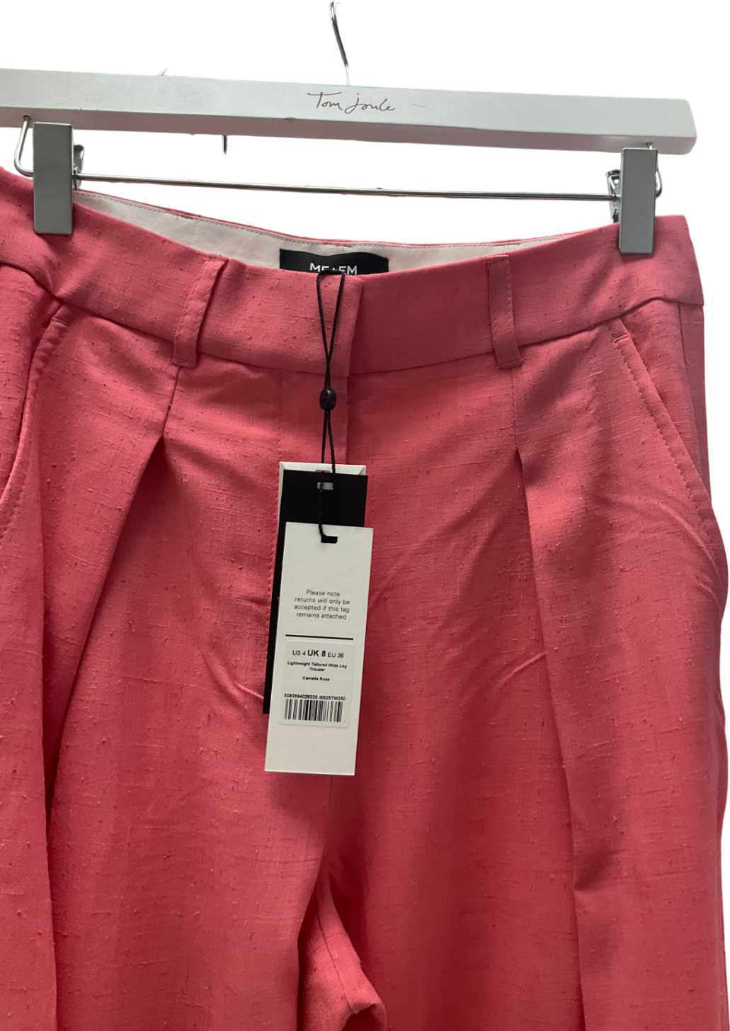 ME + EM Camellia Pink Lightweight Tailored  Wide Leg Trouser UK 8
