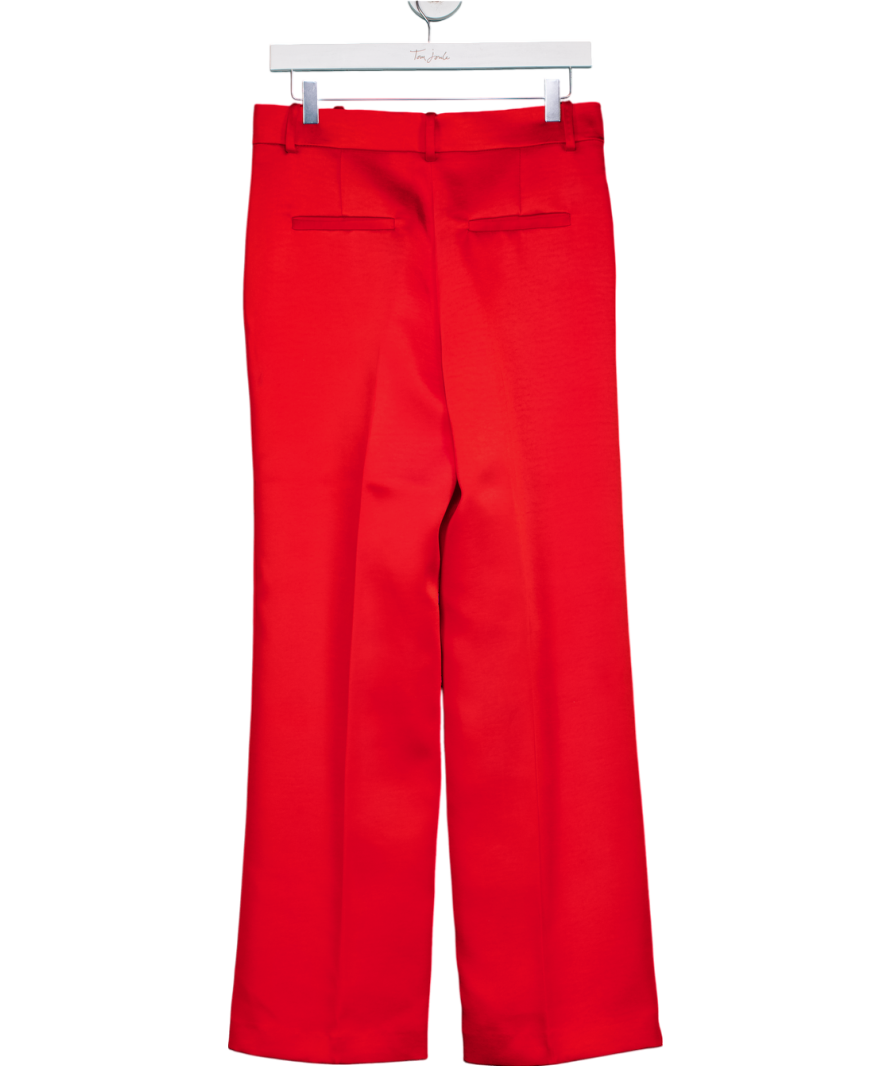 ZARA Premium Red Satin straight leg Trousers UK XS