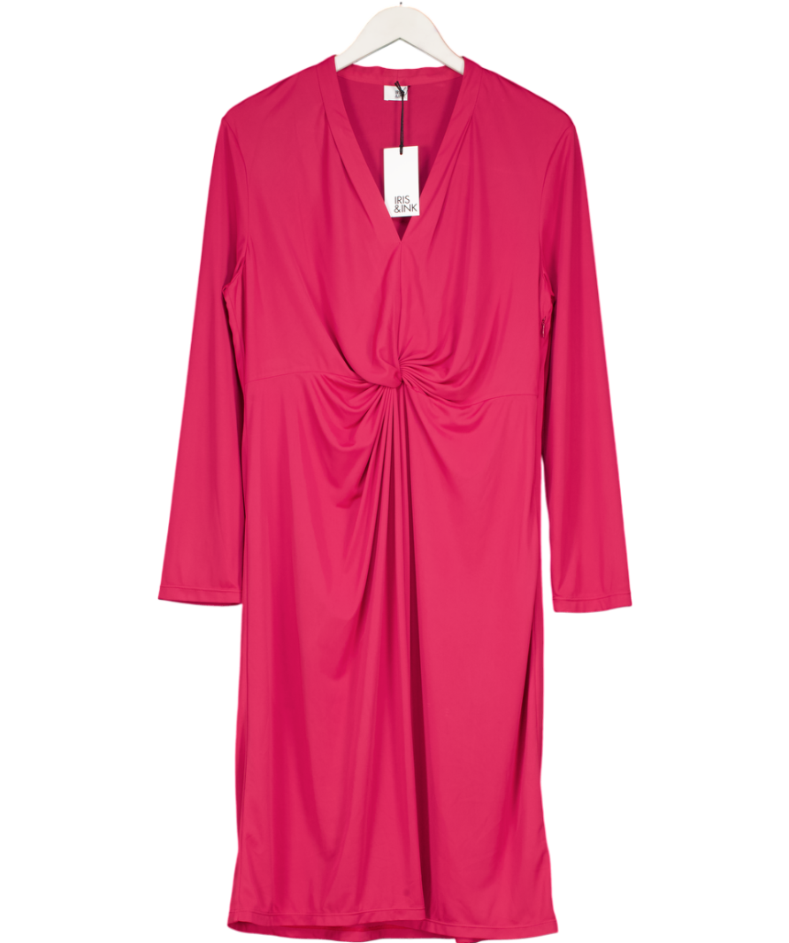 Iris & Ink Pink Knot-detail Midi Dress UK 12