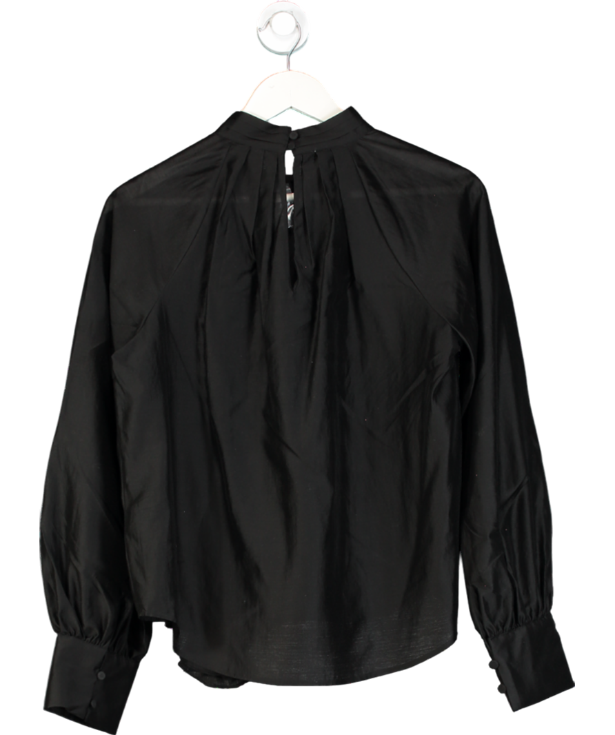 Next Black Soft Blouse With Pin On Flower Corsage UK 10