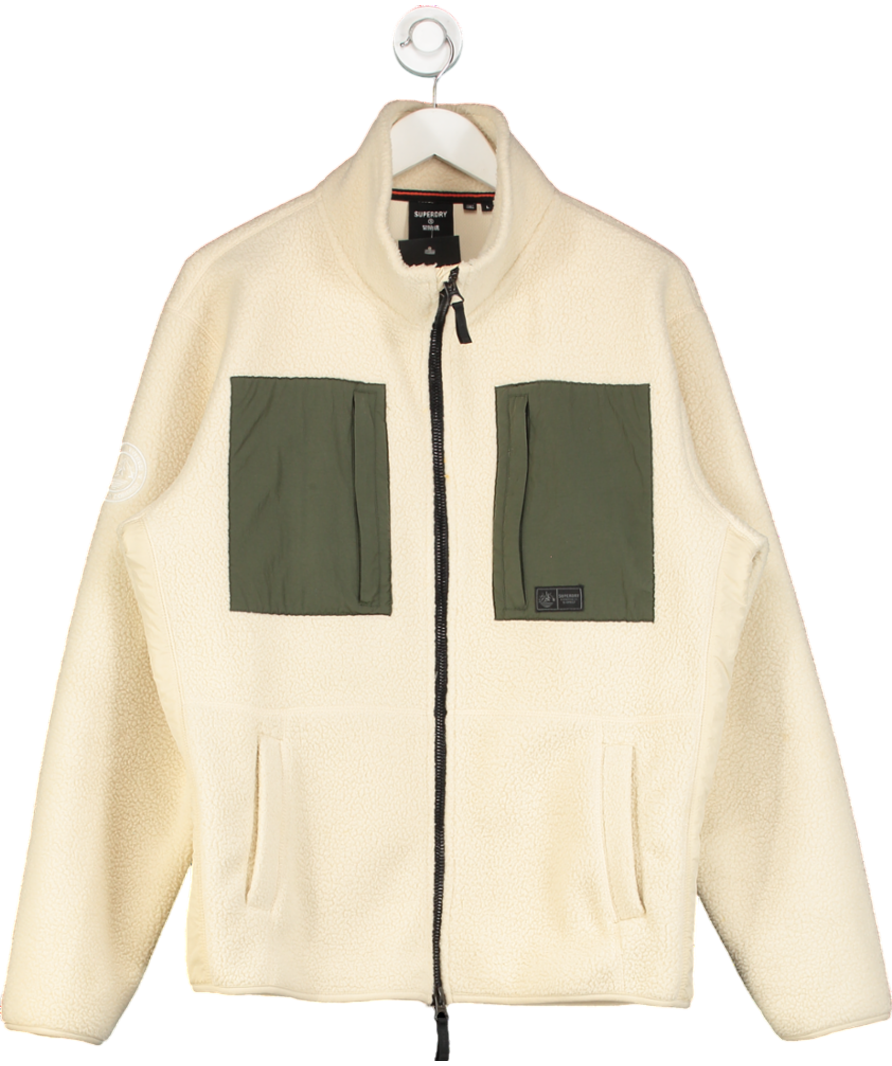 Superdry Cream Teddy Fleece Jacket UK L