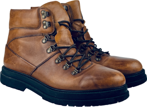 GOODWIN SMITH Tan Brown Luxury Italian Leather Lace Up Boots UK 10 EU 44