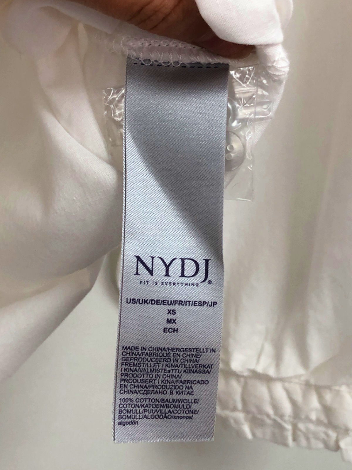 NYDJ White cotton classic Pintuck Blouse  UK XS