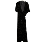 Goddiva Black Holly Velvet Star Wrap Maxi Dress UK 24