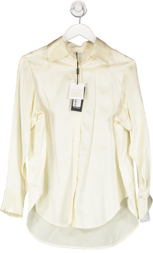 LILYSILK Cream 100% Silk Oversize Shirt UK XS