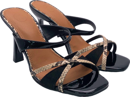 New Look Black and Tan Strappy Heels Size 3