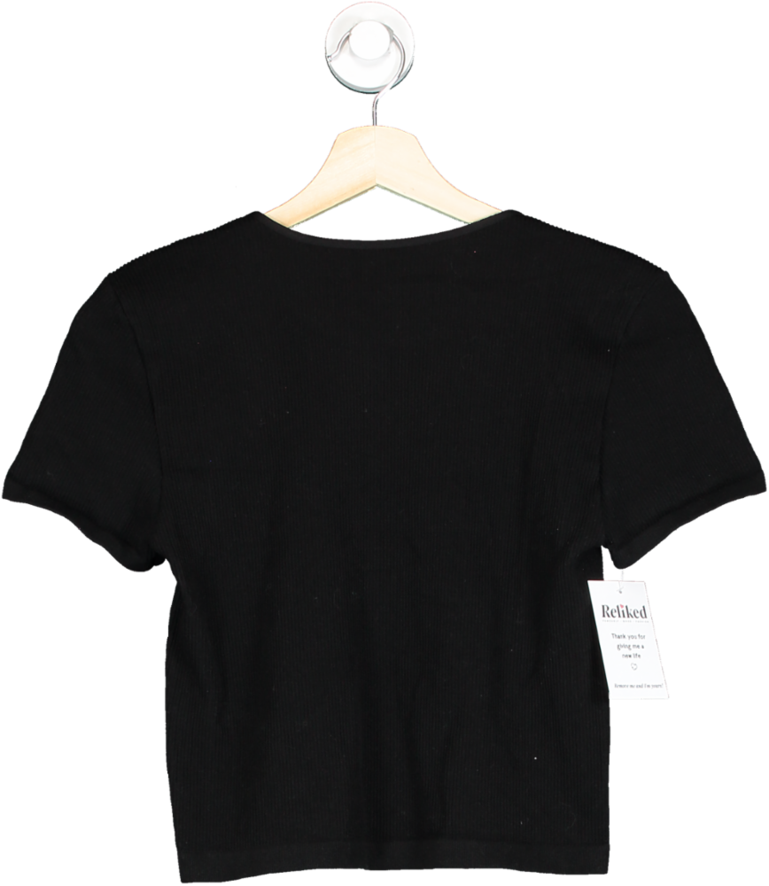 Ietsfrans Black Ribbed Cropped Tee XL