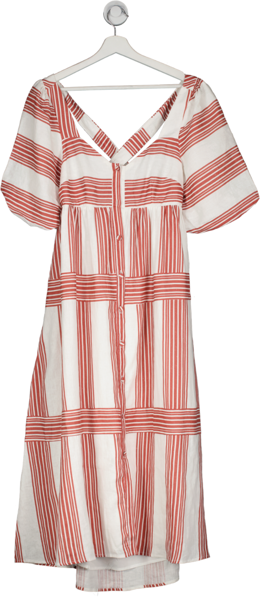 Sancia Red The Amelia Dress- Loose Fit Mala Stripe, Open Back With Cross Over Straps UK S