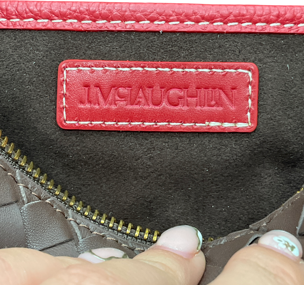 J.Mclaughin Brown Allyson Woven Leather Crossbody