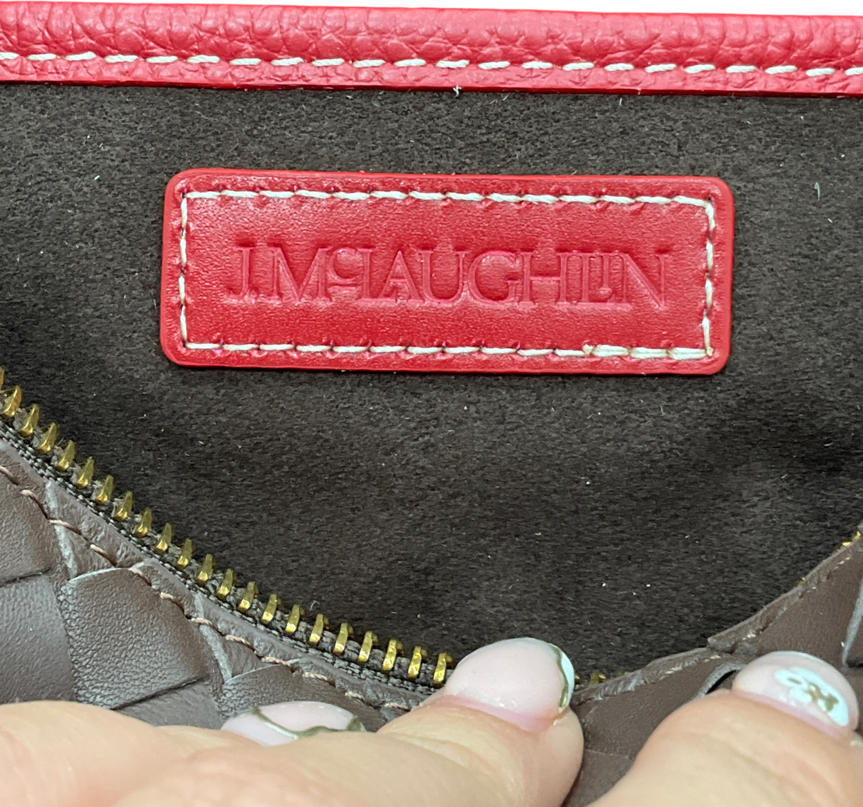 J.Mclaughin Brown Allyson Woven Leather Crossbody