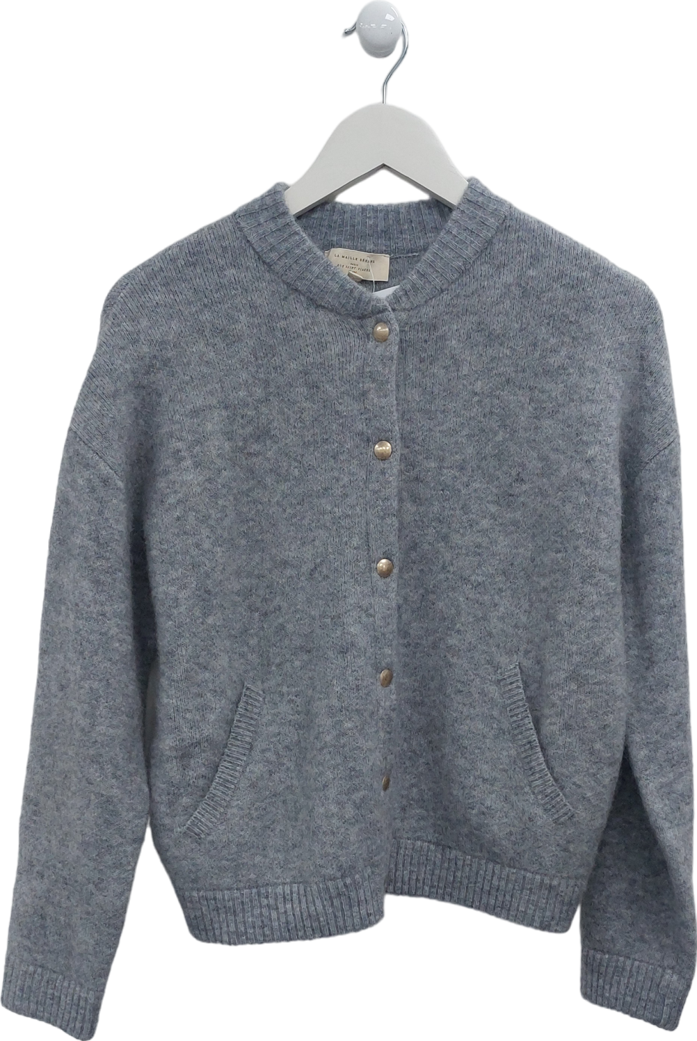 Sézane Grey Mohair Wool Blend Cardigan UK M