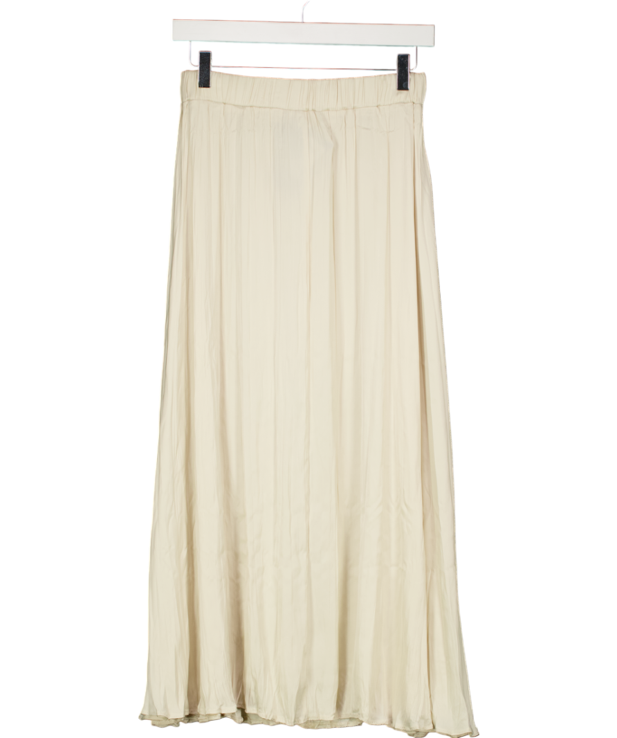 New Look Cream Satin Crinkle Pleated Skirt UK 8