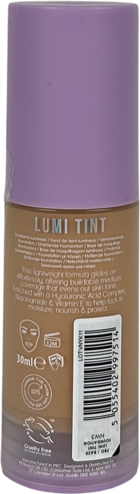 MUA Pro/base Lumi Tint Foundation Nw3 Neutral Warm 30ml