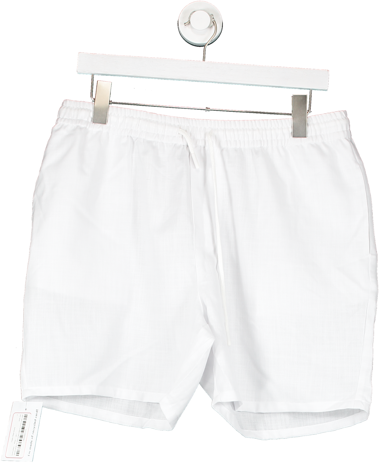 boohooMan White Elastic Waist Shorts UK L