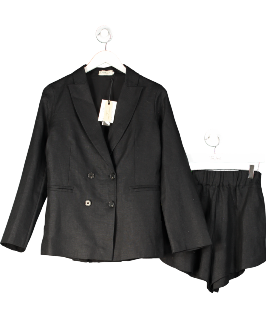 Labeca Cassie Black Linen Pleated Blazer And Shorts UK S