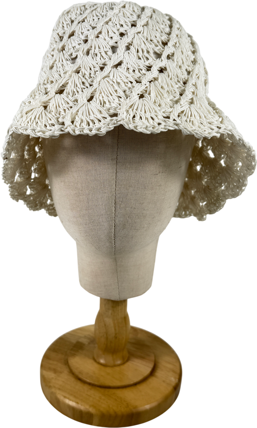 MANGO Cream Crochet Bucket Hat One Size