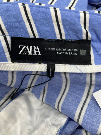 ZARA Blue White And Black Fold Over Trousers UK XS