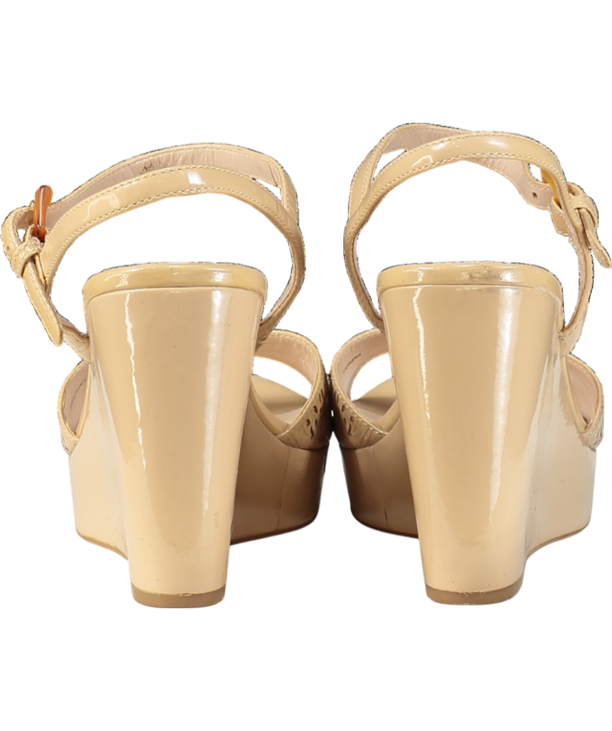 Prada Beige Patent Vernice Soft 3 Wedge Heel sandals UK 6 EU 39 👠