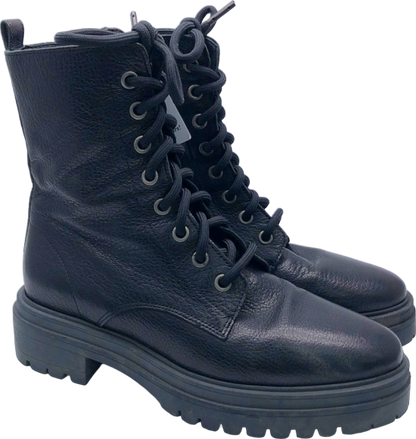 Ba&sh Black Leather Combat Boots UK 3.5 - EU 36