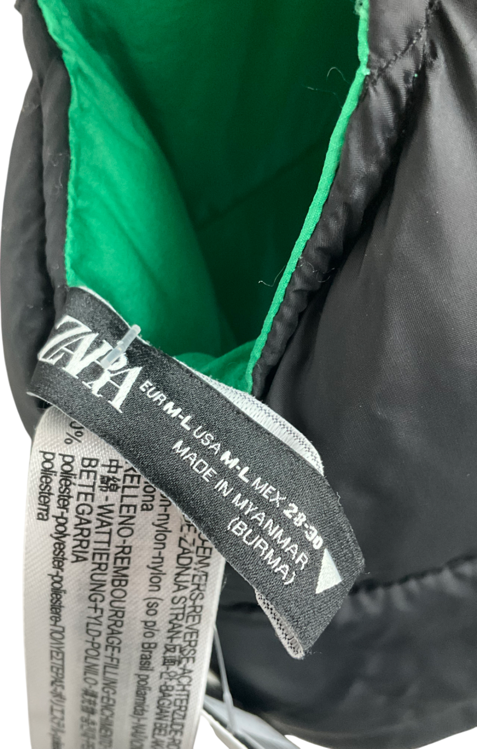 ZARA Black And Green Gilet UK M/L