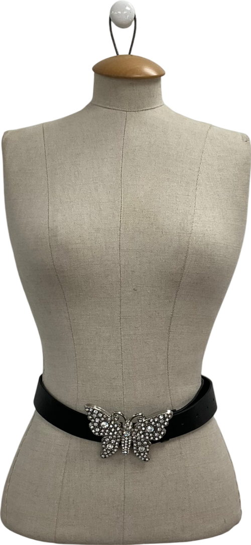 River Island Black Dimante Butterfly Belt UK L