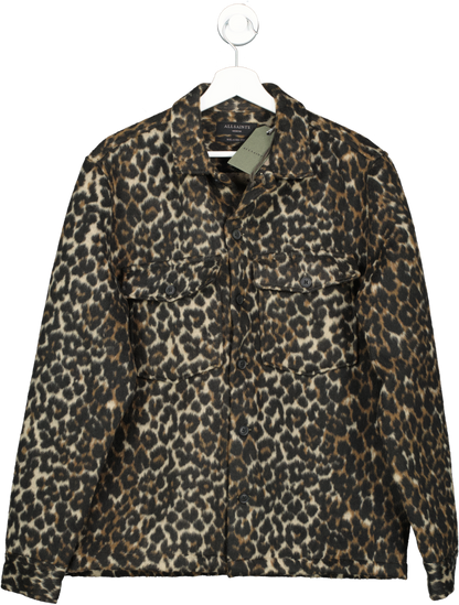 AllSaints Brown Wool Blend Laurier Leopard Shirt BNWT UK M