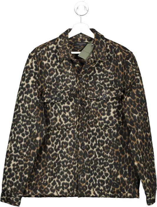AllSaints Brown Wool Blend Laurier Leopard Shirt BNWT UK M