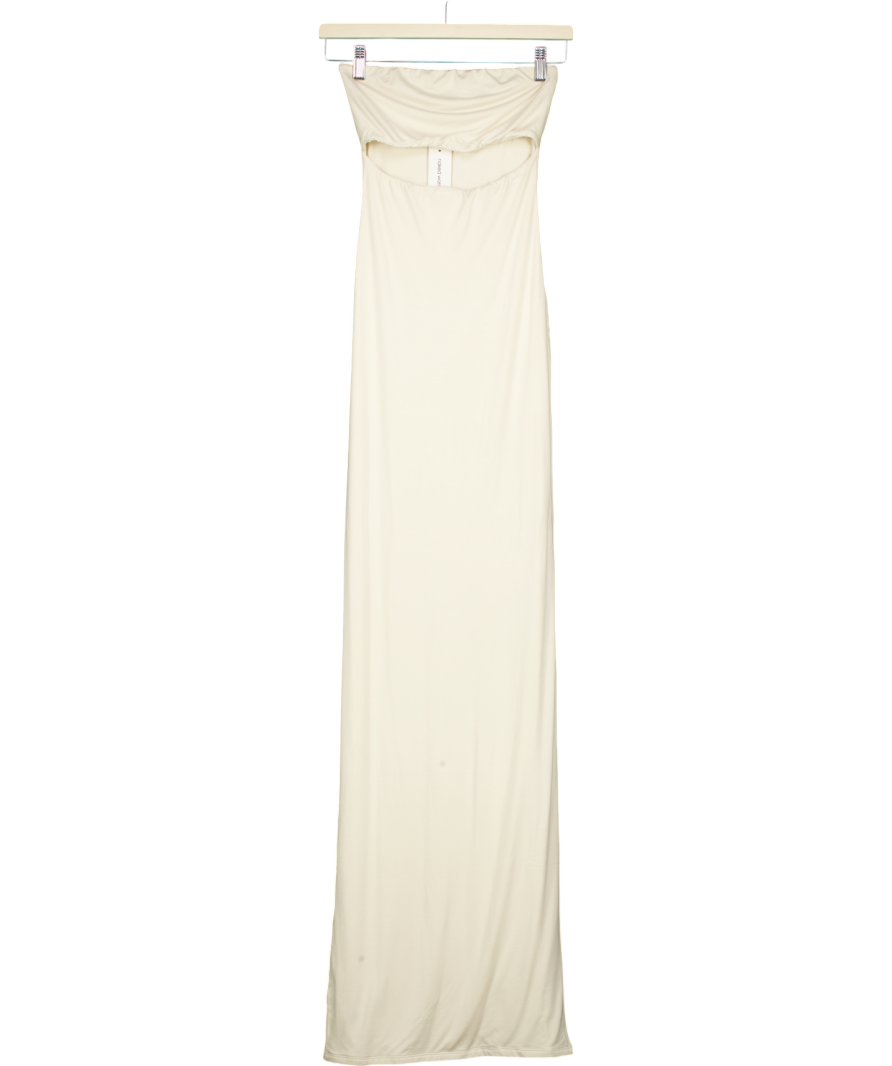 Naked Wardrobe Cream Smooth Cut Out Tube Maxi Dress UK 8