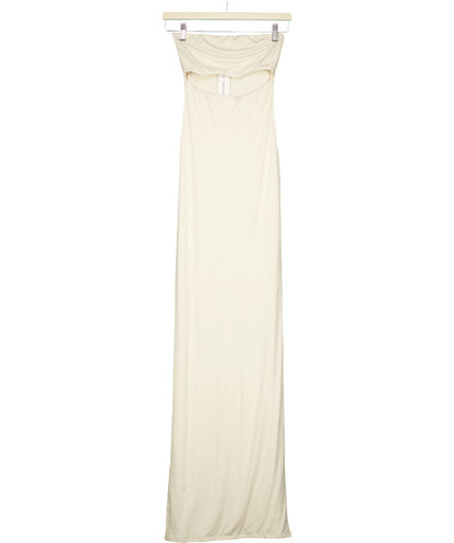 Naked Wardrobe Cream Smooth Cut Out Tube Maxi Dress UK 8