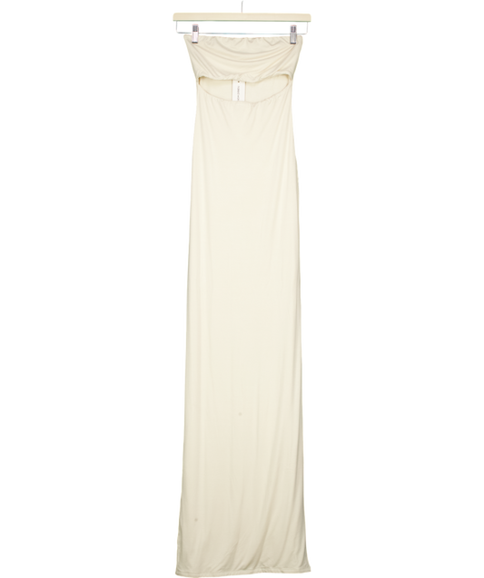 Naked Wardrobe Cream Smooth Cut Out Tube Maxi Dress UK 8