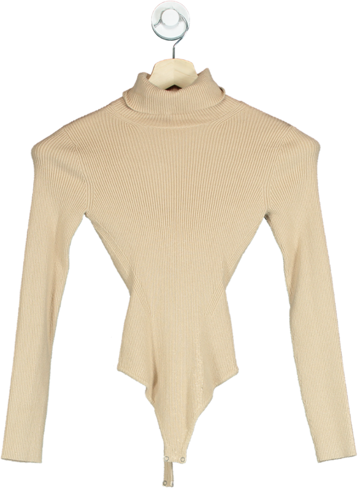 Abercrombie & Fitch Beige Ribbed Turtle Neck Long Sleeve Top XS