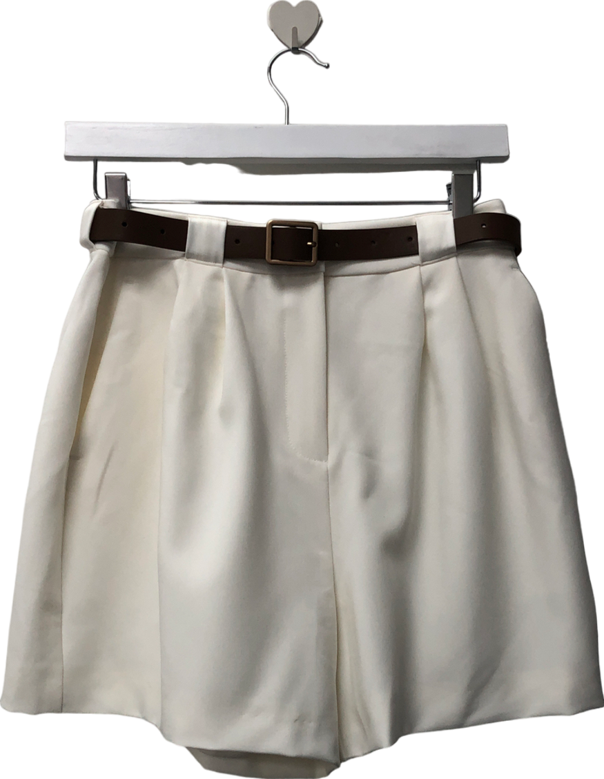 Goelia White Loose A-line Shorts With Belt UK 8