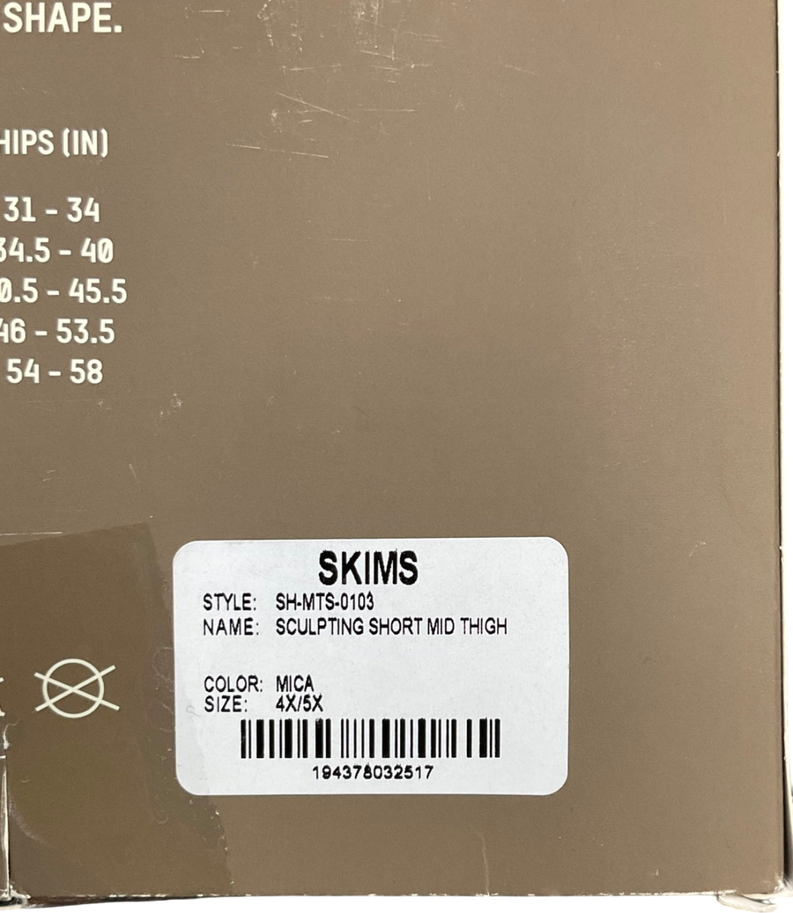 SKIMS Seamless Sculpt Short Mid Thigh - Mica UK 4XL